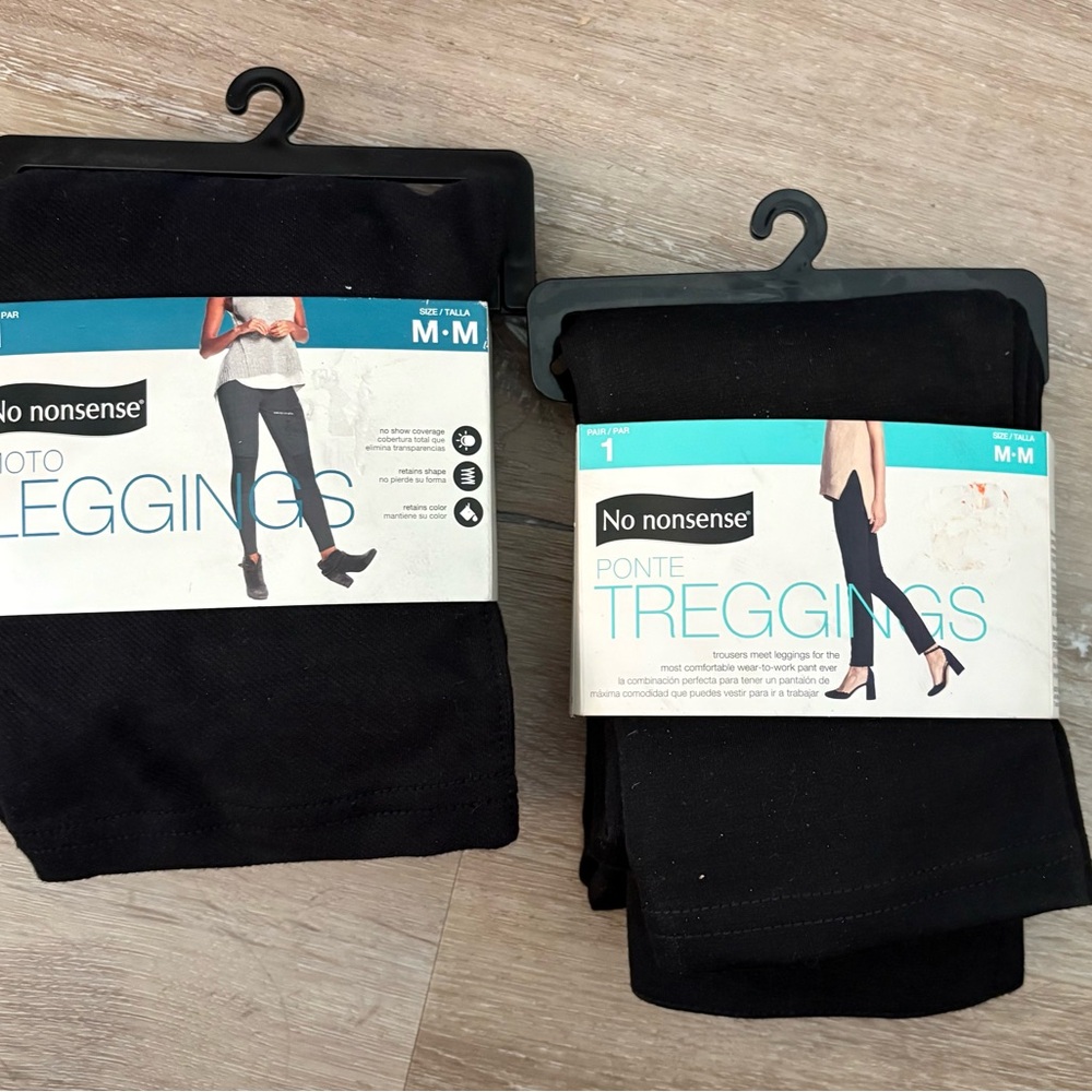 No Nonsense Black Moto Leggings & Ponte Treggings
